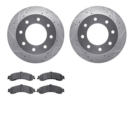 DYNAMIC FRICTION CO 7402-48032, Rotors-Drilled and Slotted-Silver with Ultimate Duty Performance Brake Pads, Zinc Coated 7402-48032